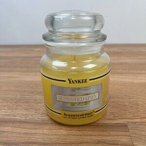 Yankee Candle 14.5oz SUNWASHED LINEN Retired, Black Band ,Yellow NEW